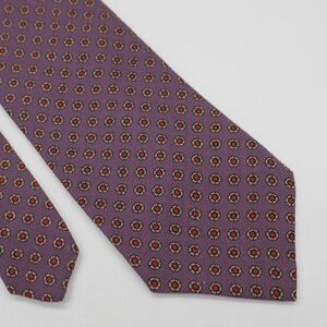 Rooster‎ Purple Red Geometric Floral Print Wool Tie Short Skinny